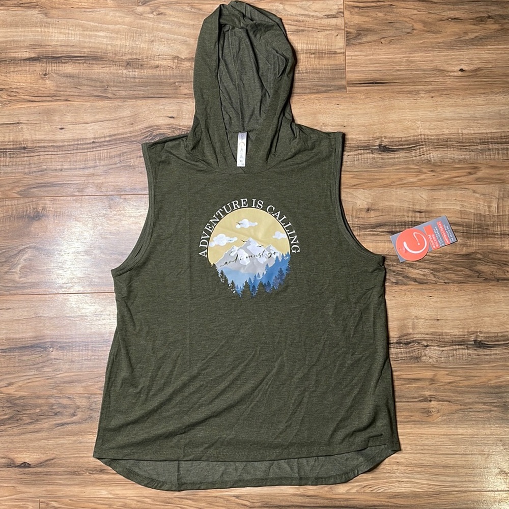 Guru Active Graphic Adventure is Waiting and I am going Sleeveless Hoodie NWT